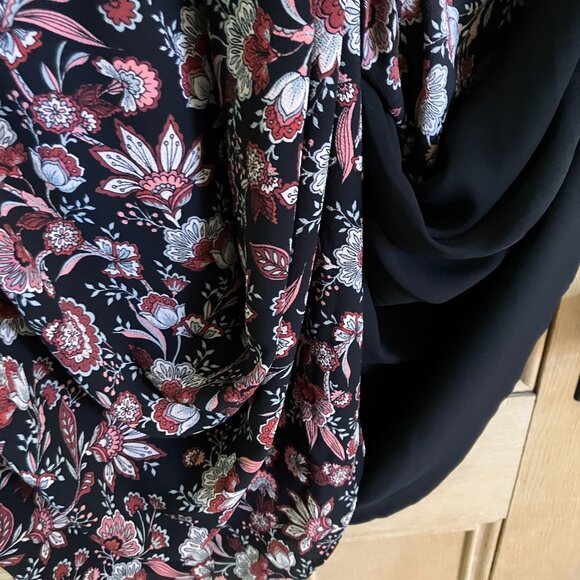 Talbots Womens Floral Peasant Long Sleeve Maxi Dress Large Petite Black FA NWT - Picture 8 of 12